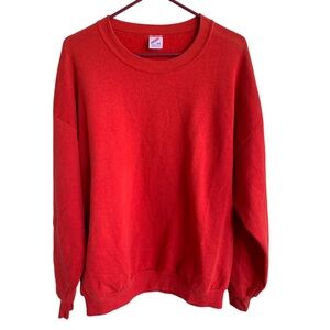 Vintage Blank Red Crewneck Sweatshirt Adult Large Mens 90s Sweater XXL